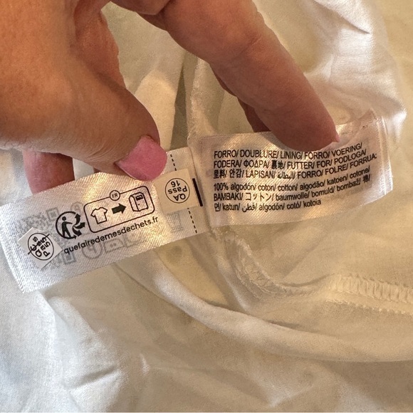 Zara women’s Medium White Cotton Eyelet Shirt Dress Belted Lined Pockets - Picture 7 of 12